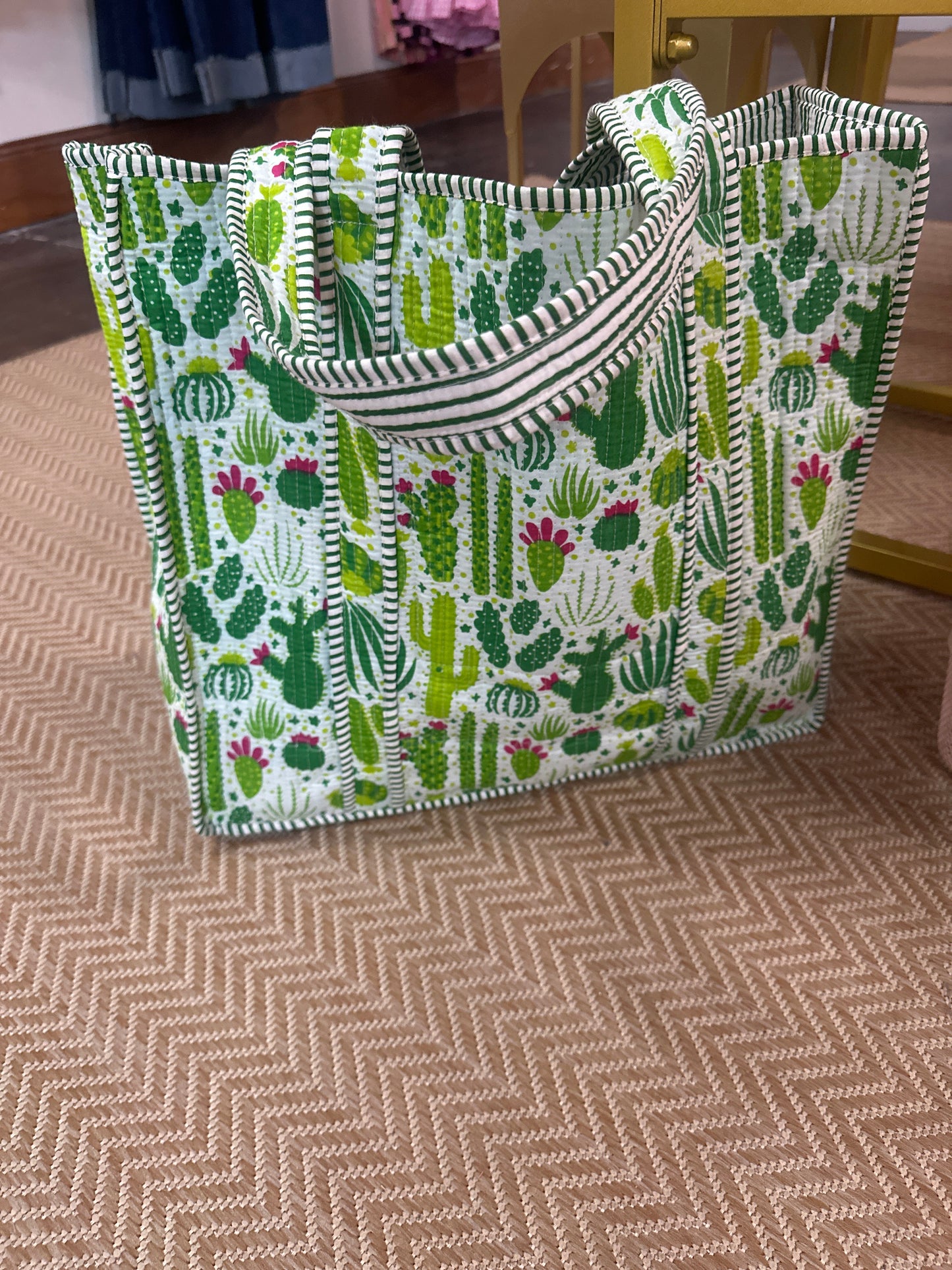 The Cactus Print Quilted Tote (Large)