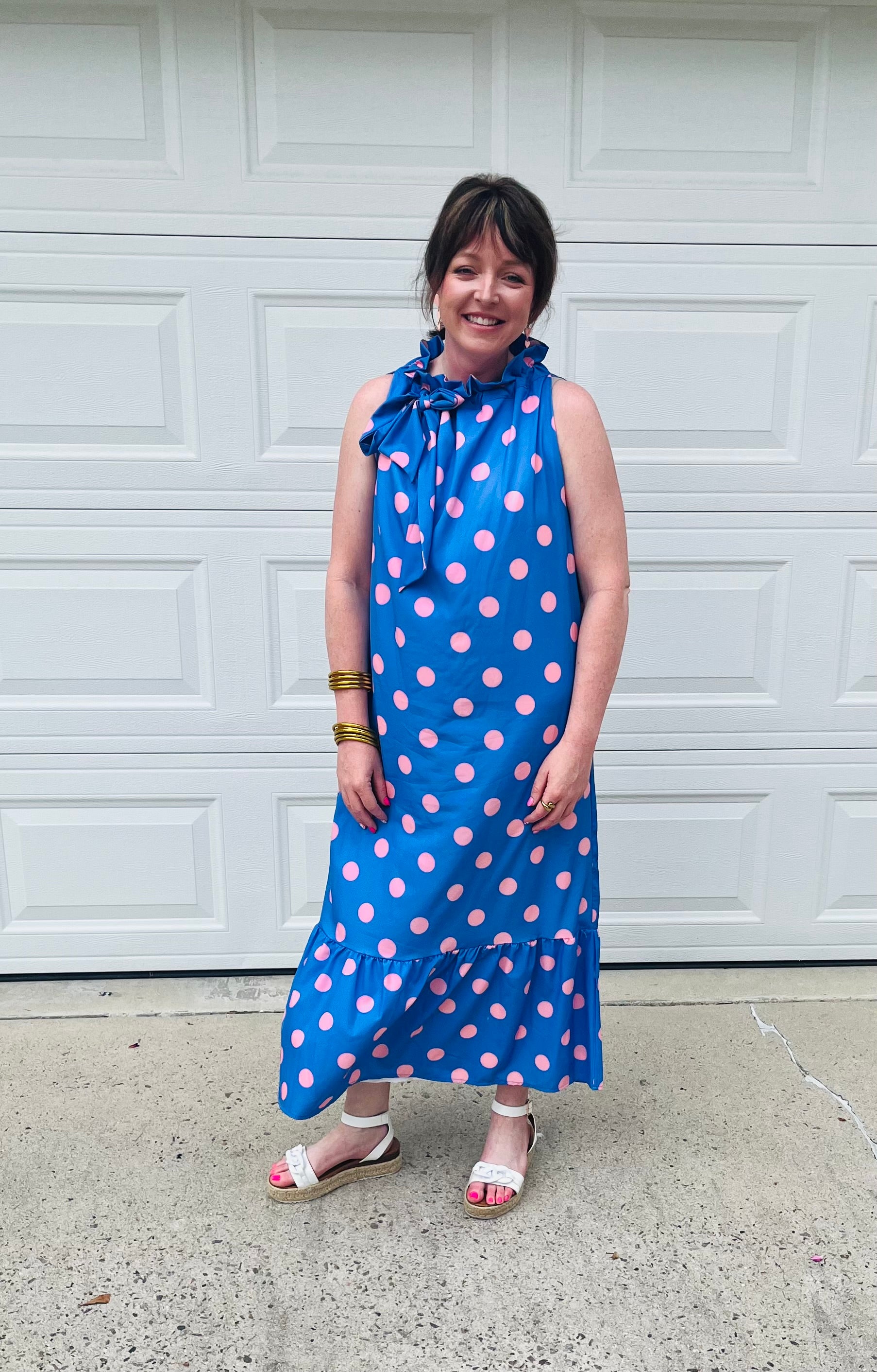 The Polka Dot Lady Dress-Blue/Pink