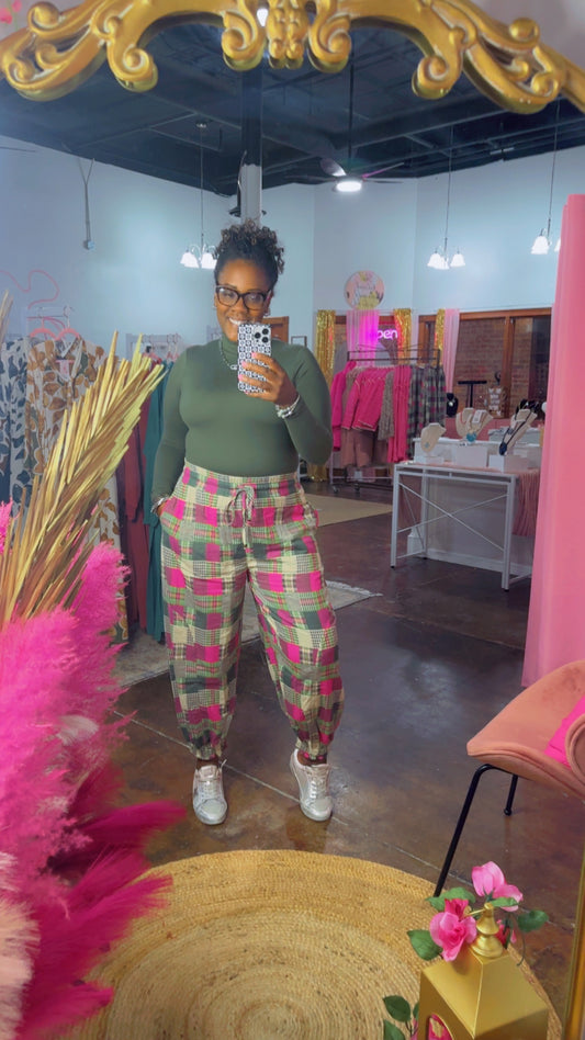 The Pink-Plaid Joggers