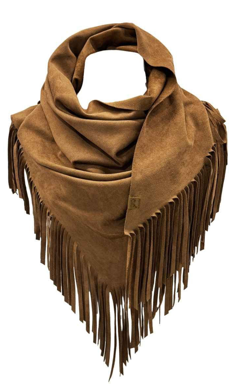 The Faux Suede Triangle Fringe Scarf