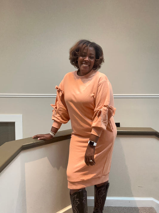 The Peach Bow Knot Dress