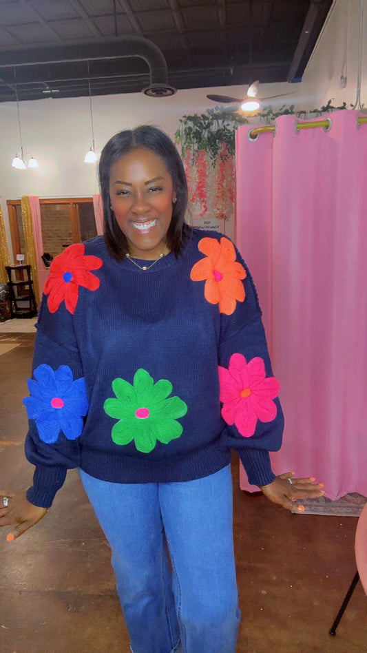 The Just Bloom Sweater(Navy)