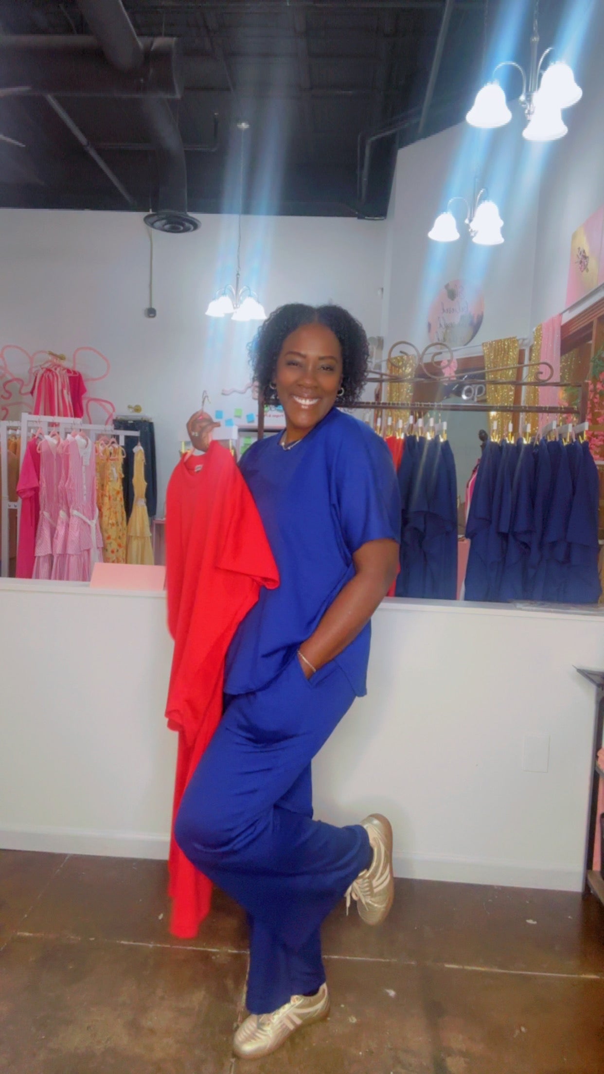 The Scuba Curved Hem Tops and Pants Set