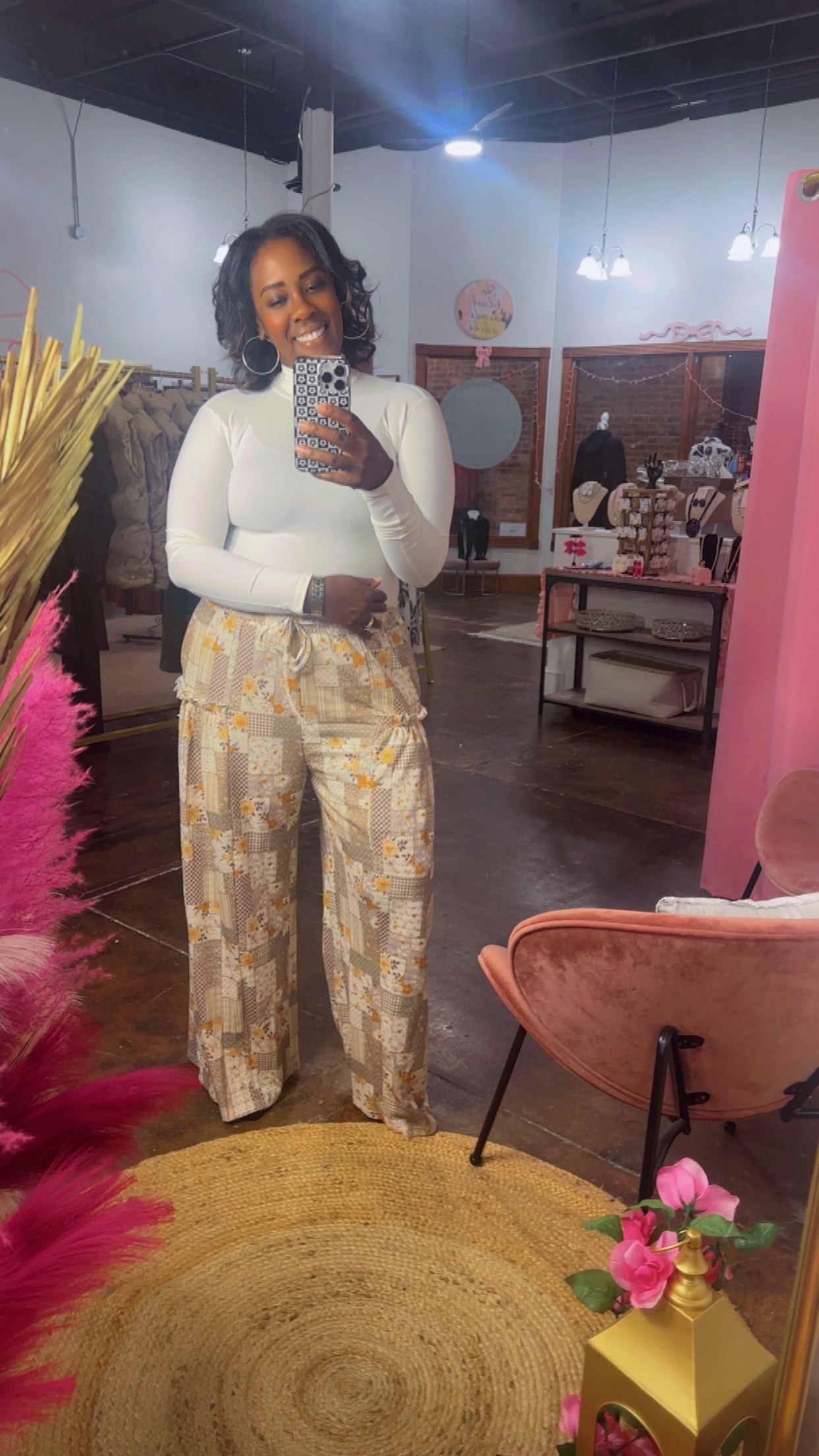 The Autumn Patchwork Textured Pants (Brown)