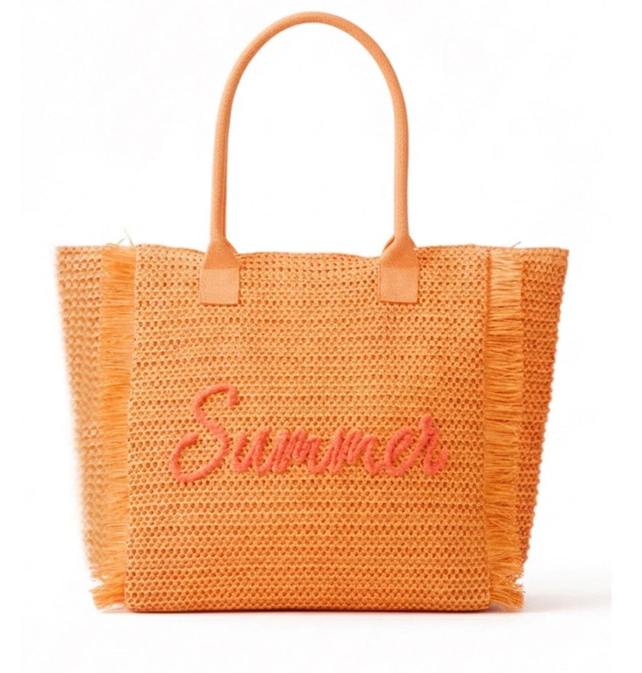 The Straw Fringe Summer Beach Tote Bag