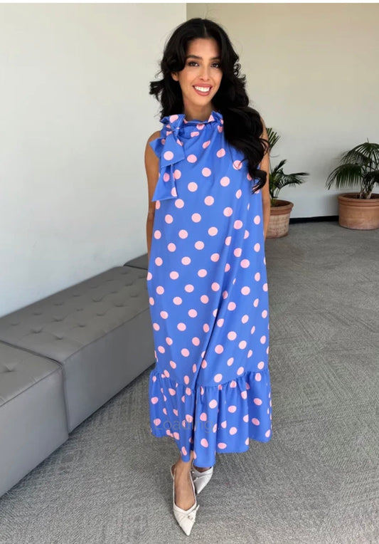 The Polka Dot Lady Dress-Blue/Pink