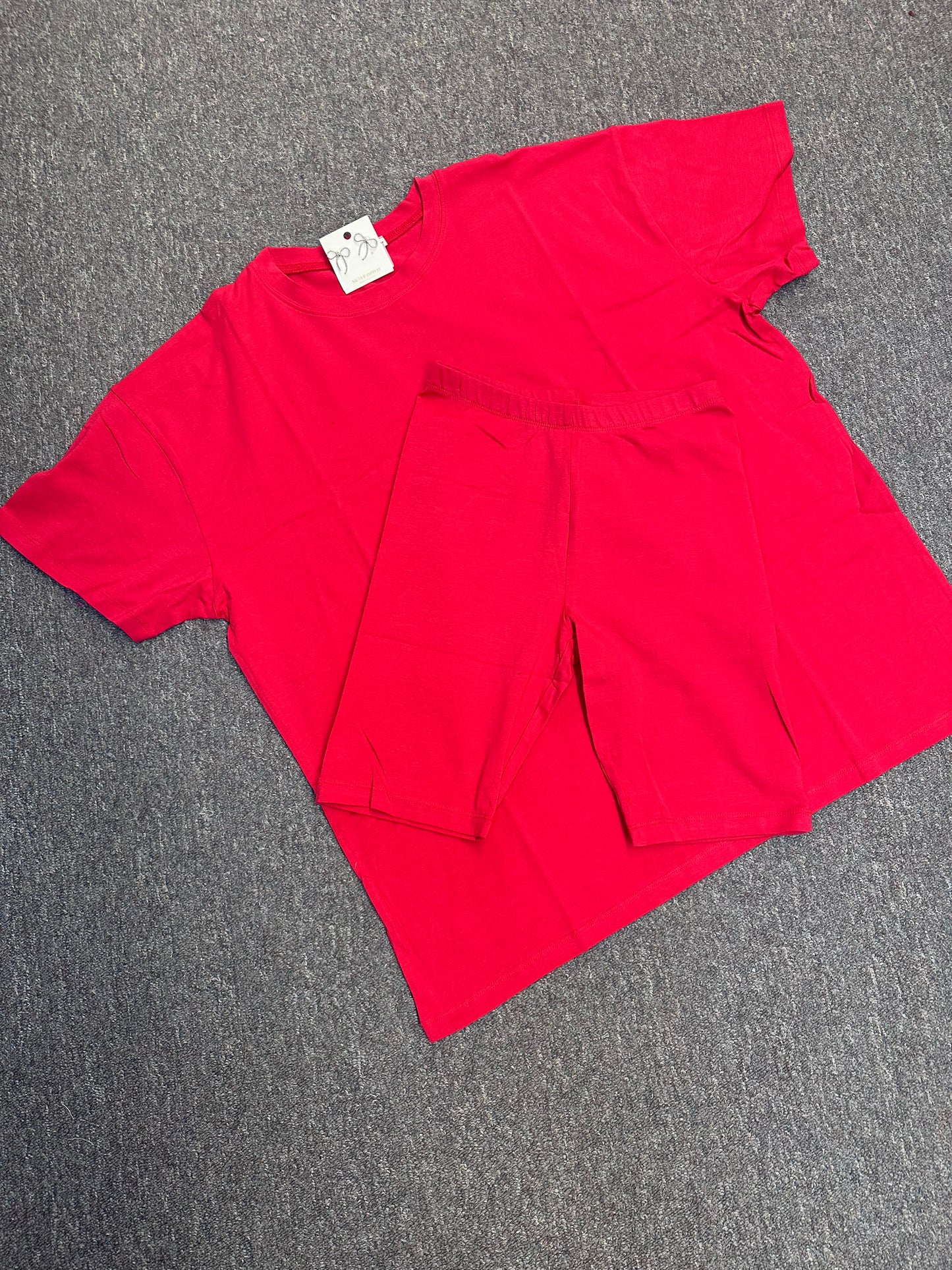 The Cotton Round Neck Top & Biker Shorts