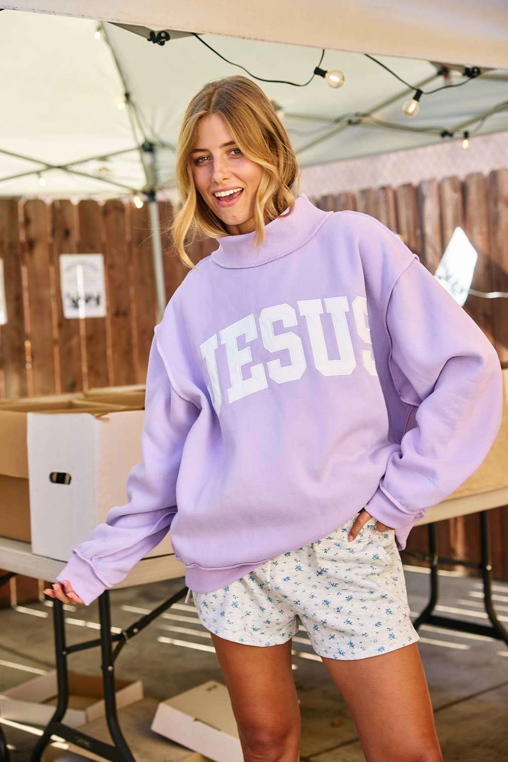 The 'JESUS' Embroidered Mock Neck Sweatshirt