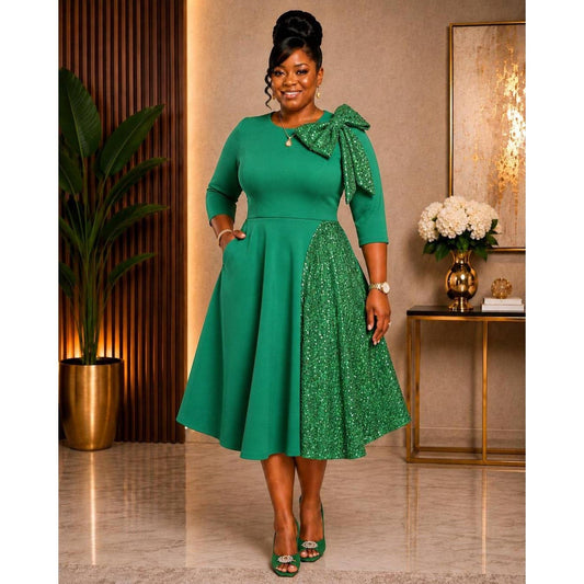 The Sequin Midi Dress GREEN