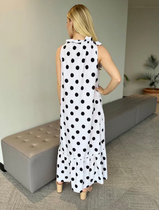 The Polka Dot Lady Dress-White/Black