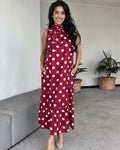 The Polka Dot Lady Dress-Burgundy