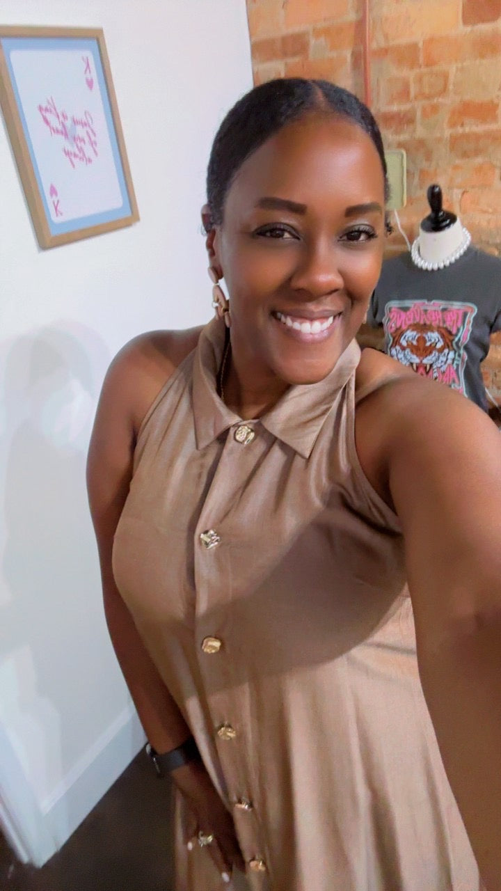 The Sandy Sleeveless Button Down Maxi Dress