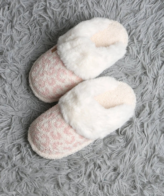 The Super Lux Leopard Faux Fur Cuff Slippers