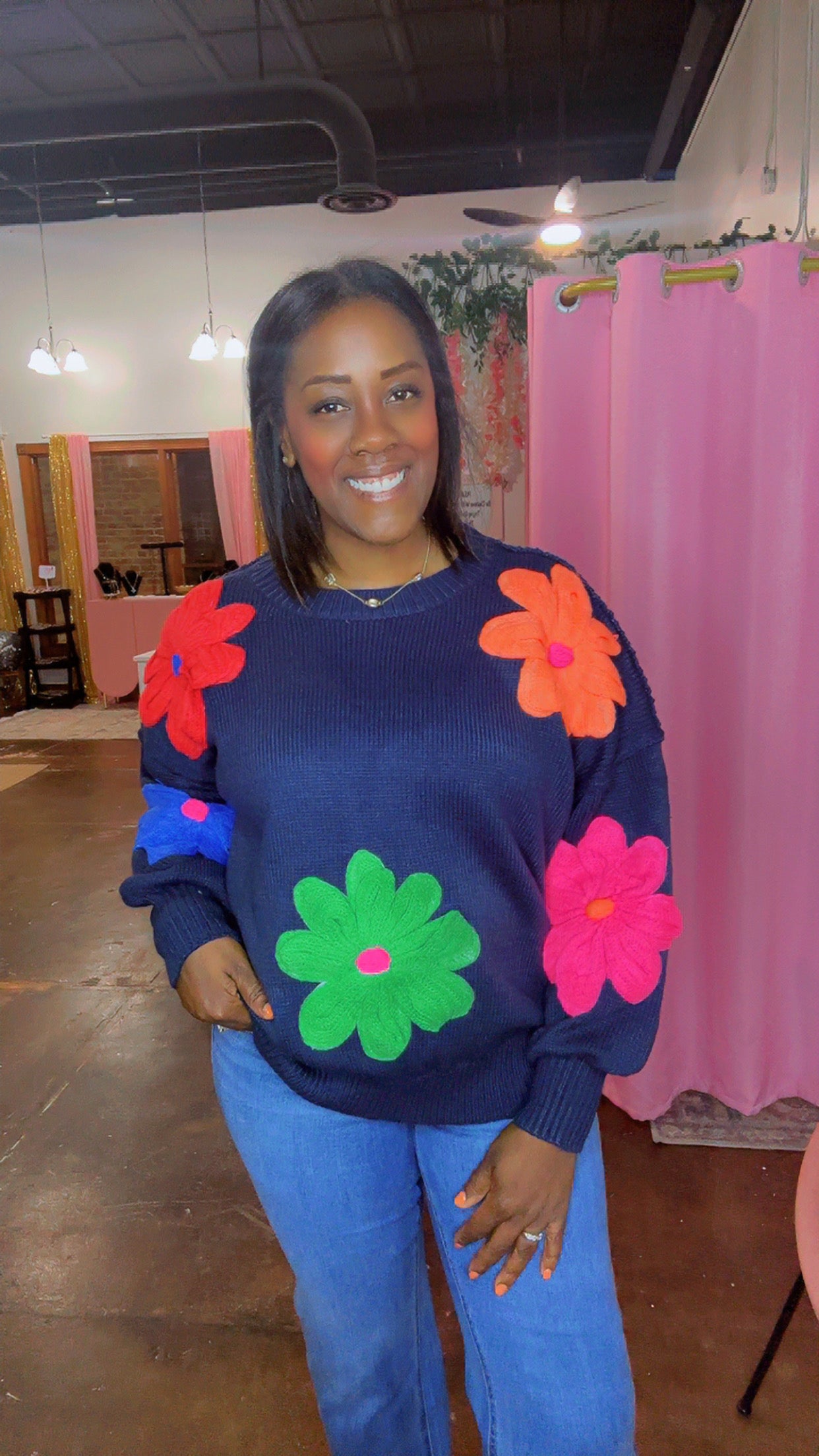 The Just Bloom Sweater(Navy)