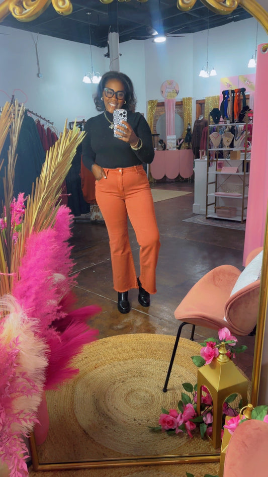 The Frayed Hem Jeans| Rust