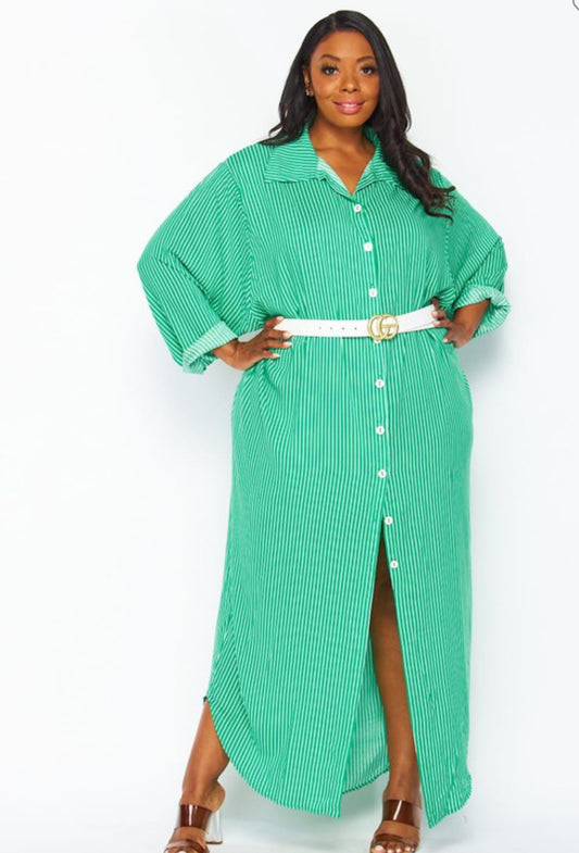 The Green Stripe Maxi Dress