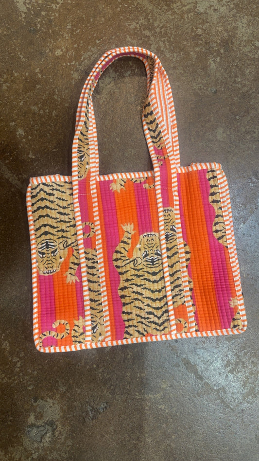 The Orange Animal Print Quilted Bag (Small)