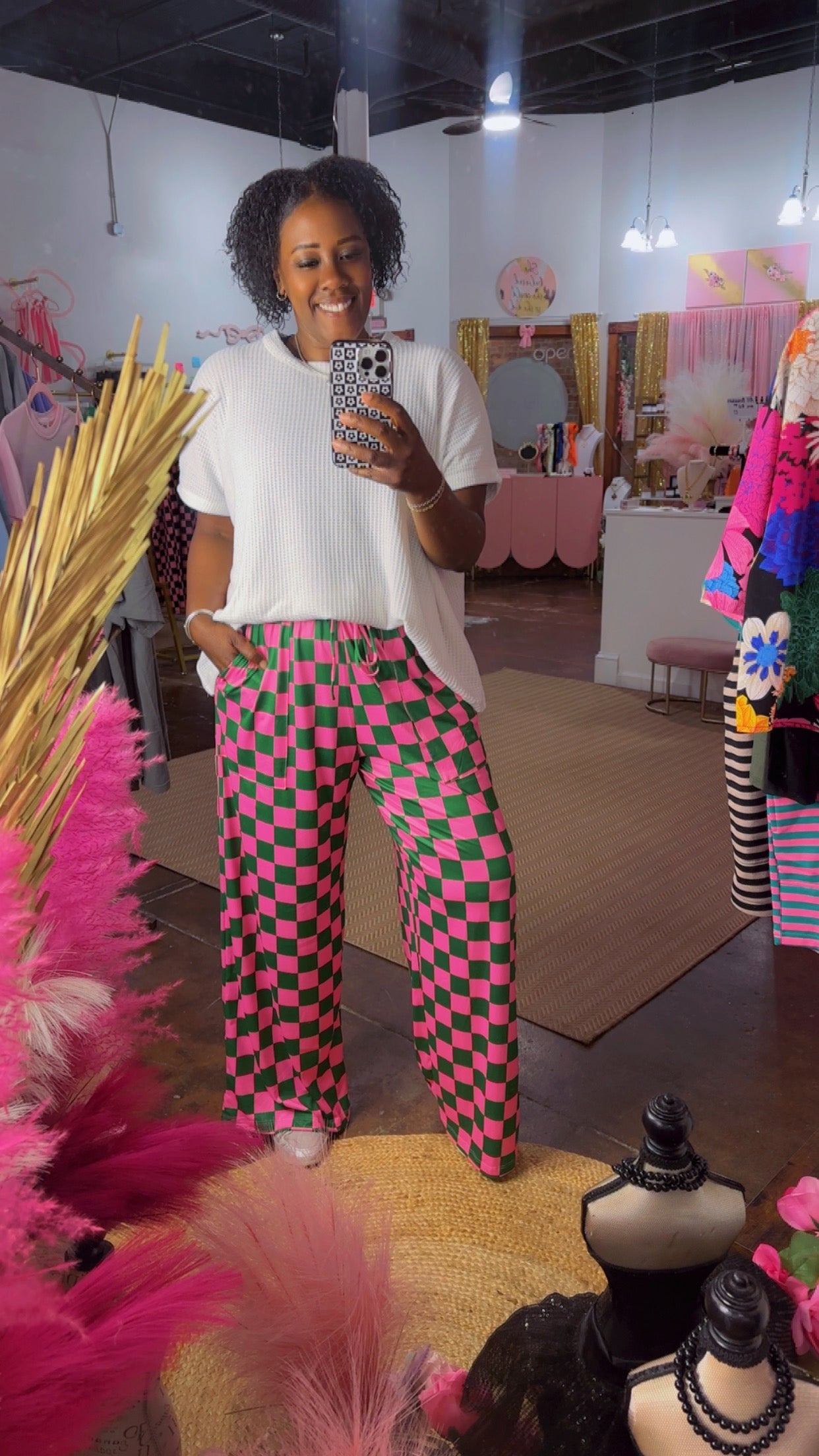 The Pink & Green Checkmate Pants
