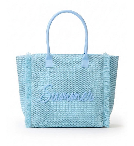 The Straw Fringe Summer Beach Tote Bag