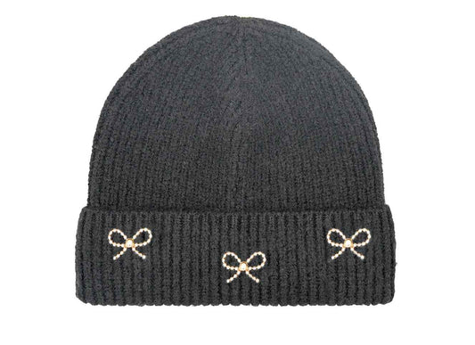 The Pearl Bow Charm Cuff Beanie