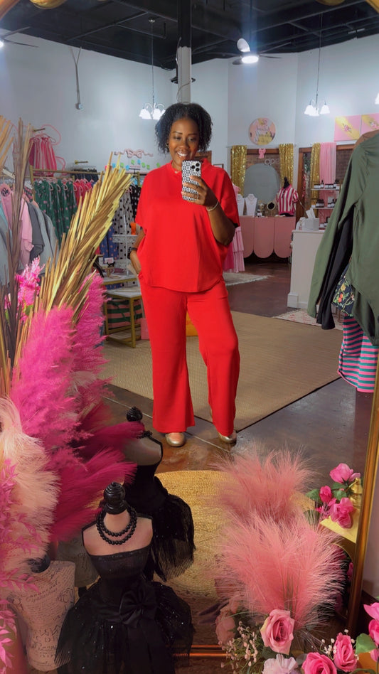 The Scuba Curved Hem Tops and Pants Set
