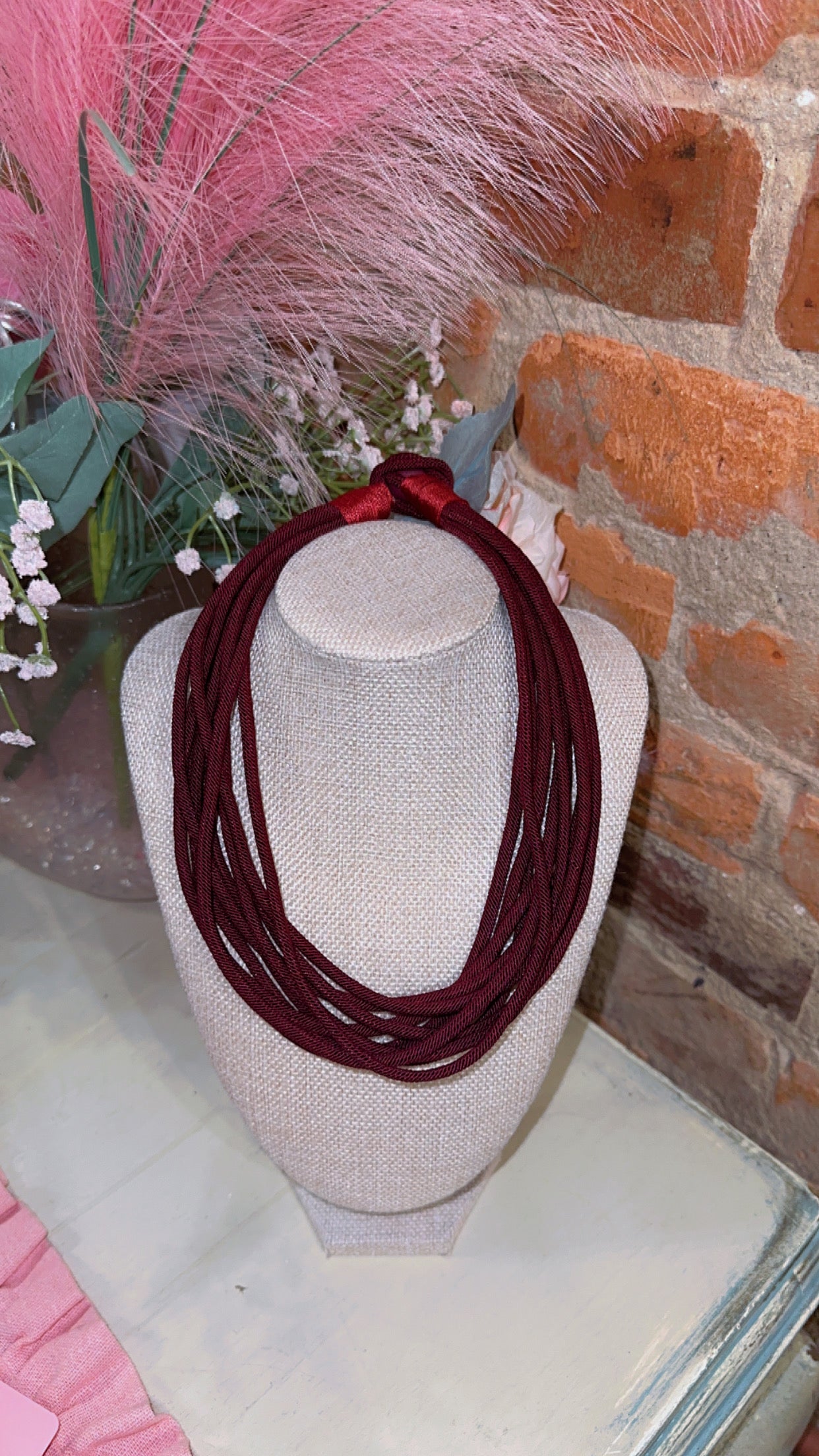 The Cranston Cord Necklace-Burgundy