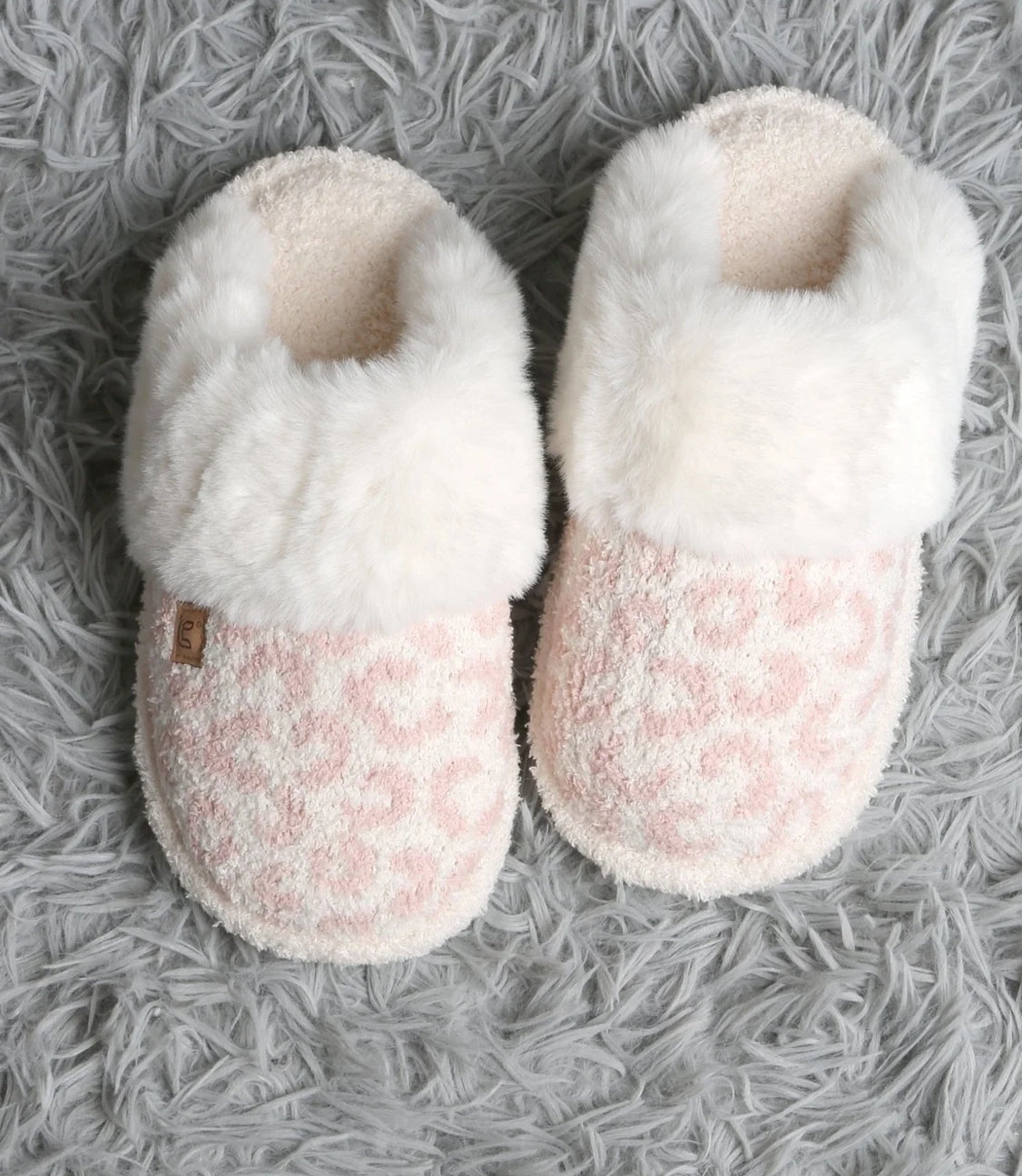The Super Lux Leopard Faux Fur Cuff Slippers