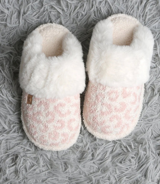 The Super Lux Leopard Faux Fur Cuff Slippers