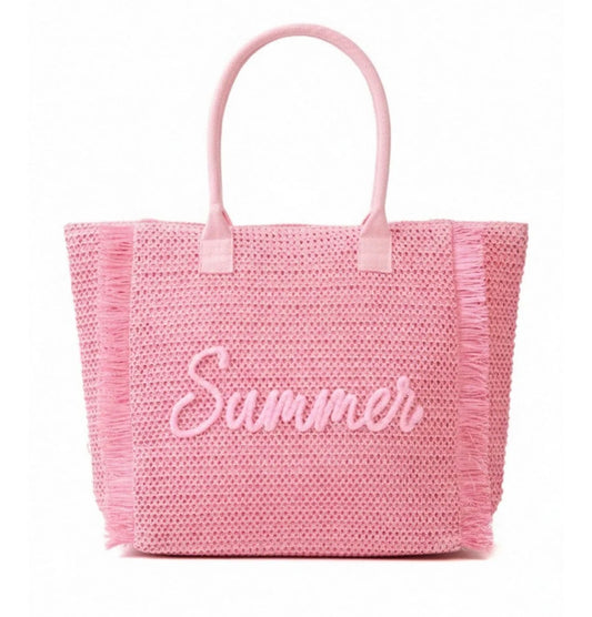 The Straw Fringe Summer Beach Tote Bag