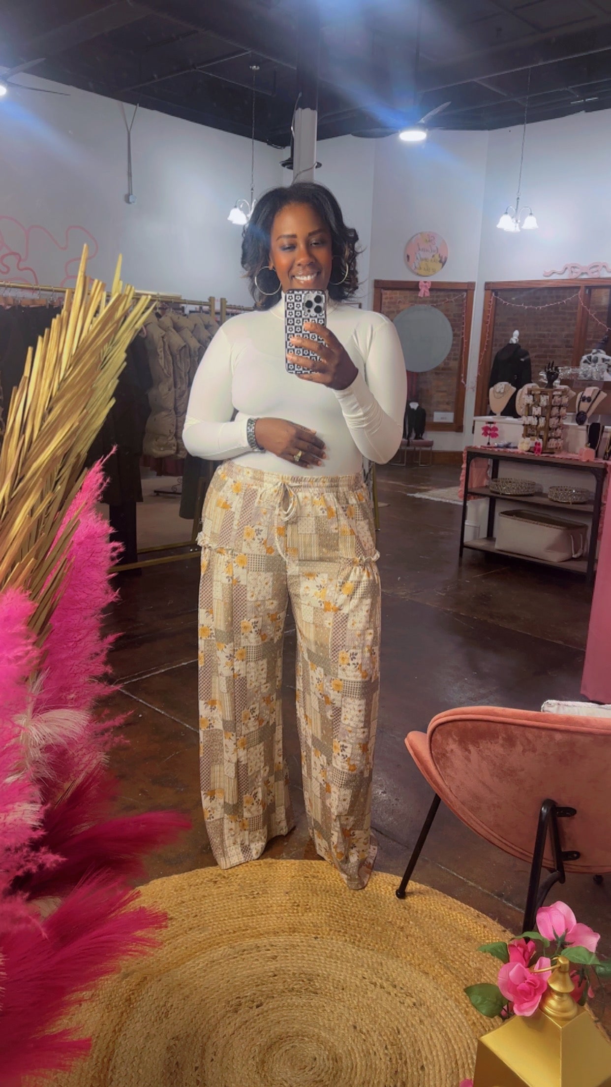 The Autumn Patchwork Textured Pants (Brown)