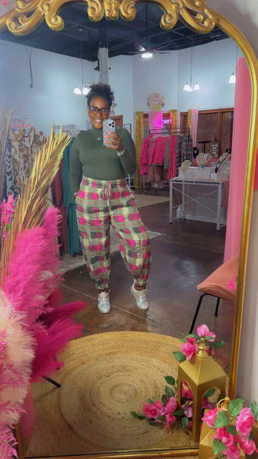 The Pink-Plaid Joggers