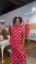 The Polka Dot Lady Dress-Burgundy