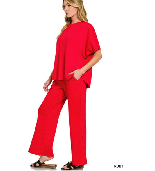 The Scuba Curved Hem Tops and Pants Set