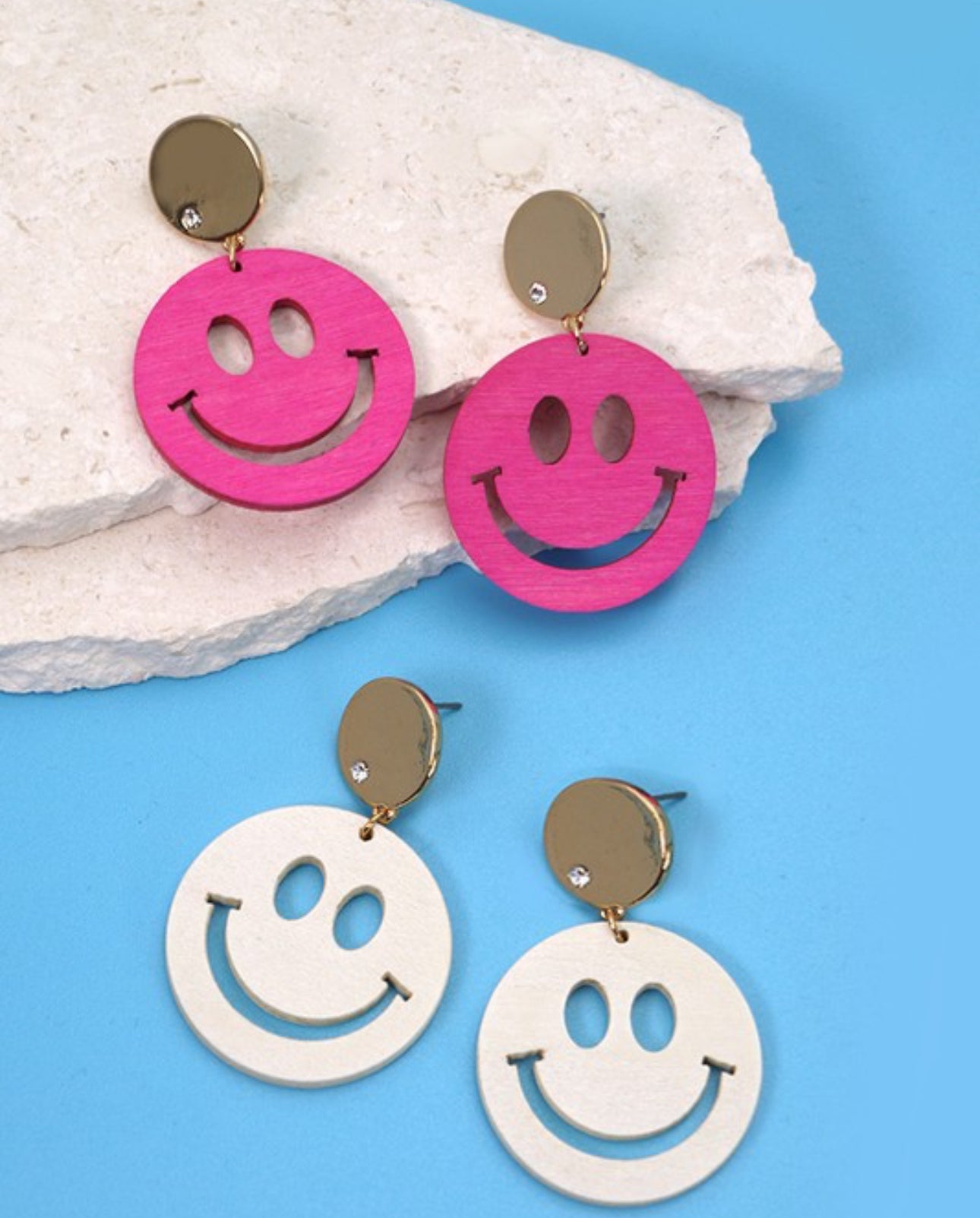 The Wooden Smiley Face Earring