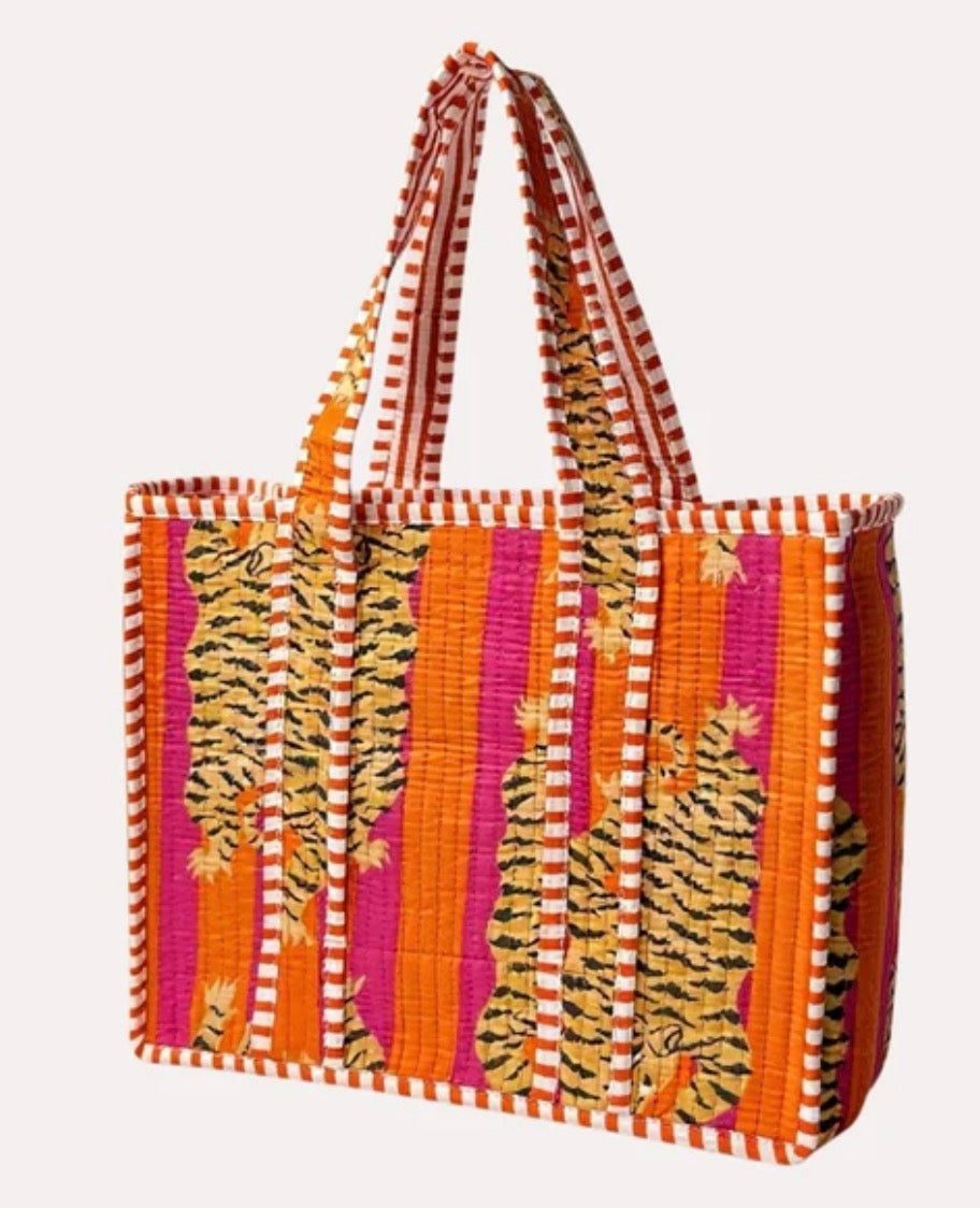 The Tiger Quilted Tote Bag-Orange(mini)