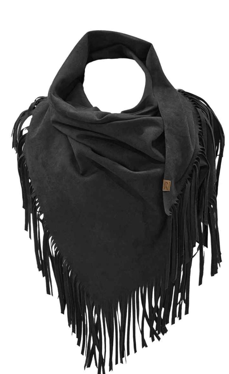 The Faux Suede Triangle Fringe Scarf