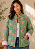 The Olive Floral Print Quilted Jacket