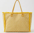 The Gingham Check Frayed Trim Tote Bag