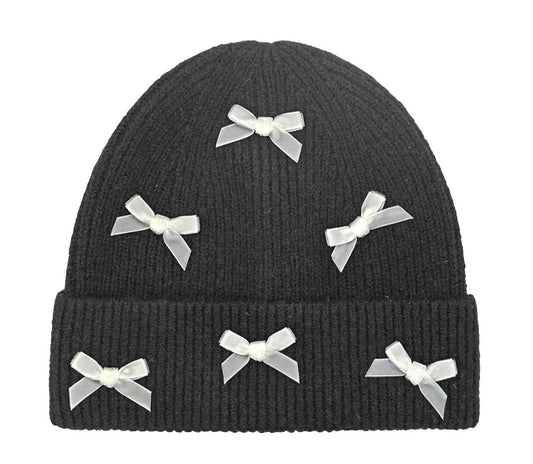 The Mini Velvet Bow Cuff Beanie