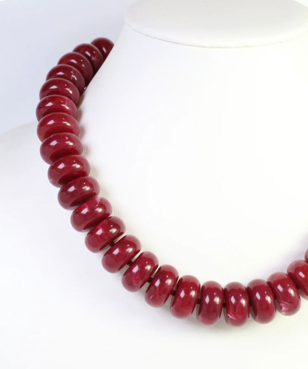 The Pipestone Marble Beaded Necklace -Burgundy