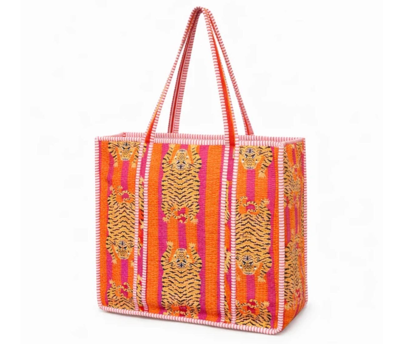 The Tiger Quilted Tote Bag-Orange(large)