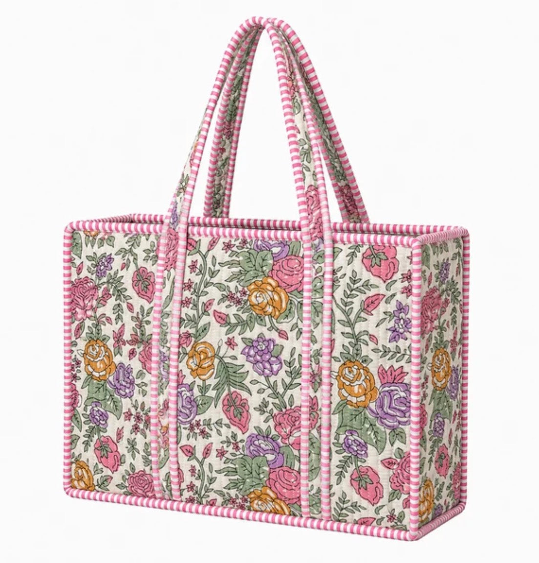 The Pastel Multi Floral Quilted Large Tote
