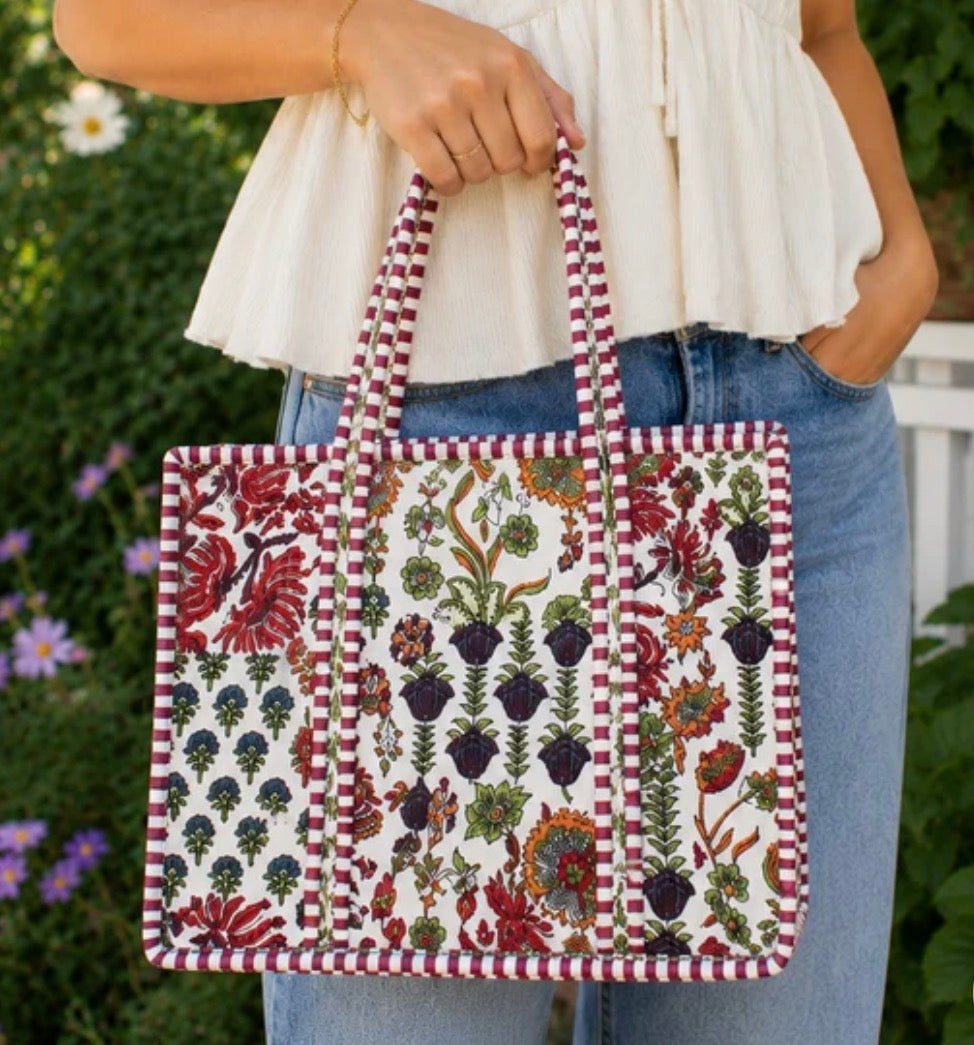 The Mini White Patchwork Quilted Tote Bag