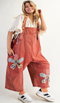 The Flower Patch Washed Denim Overalls