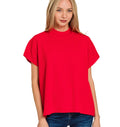 The Bailey  Mock Neck Top, Red