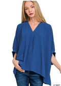 The Zenana V Neck Airflow Hi-Low Blouse