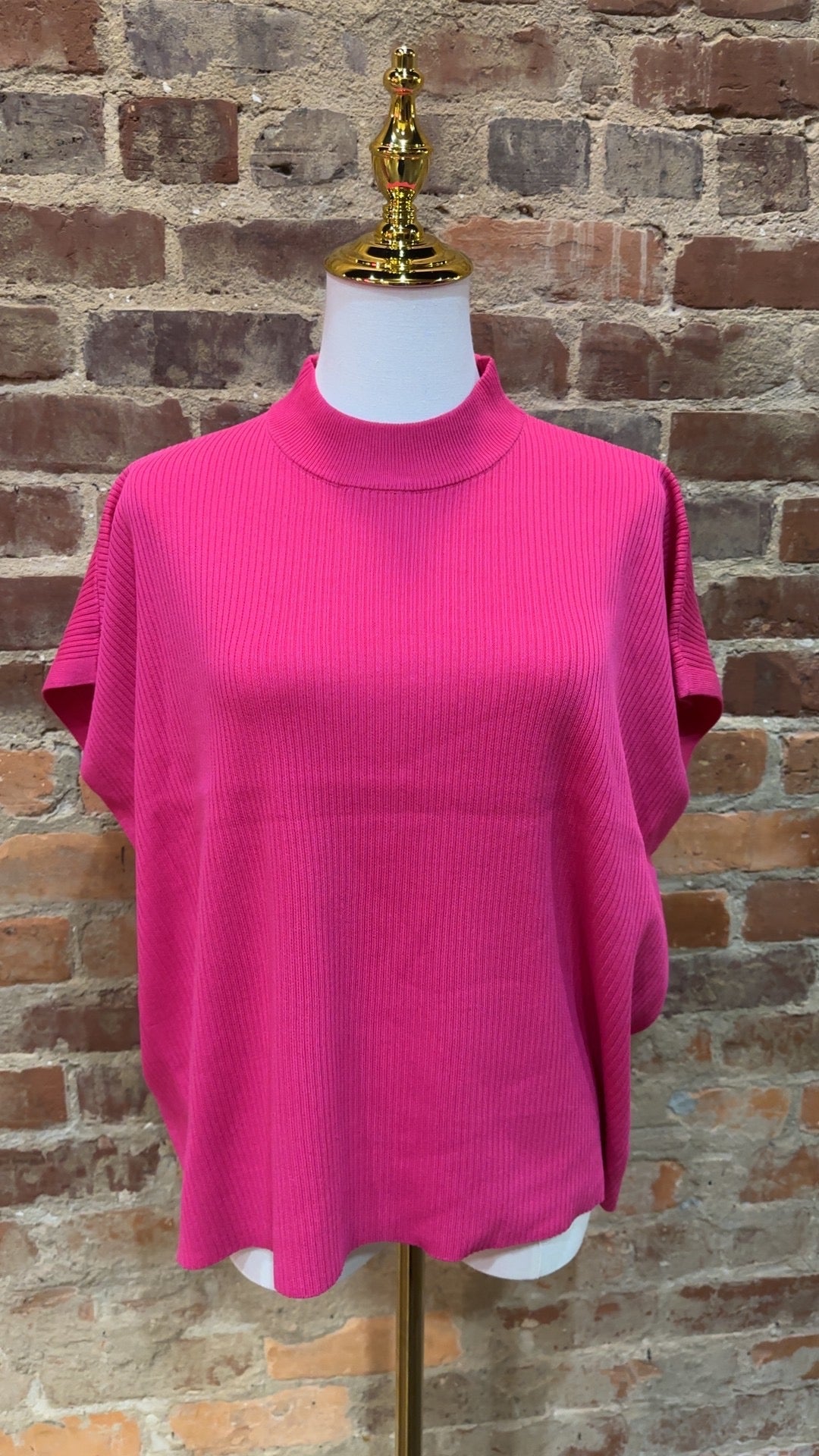 The Bailey Mock Neck Top, Hot Pink