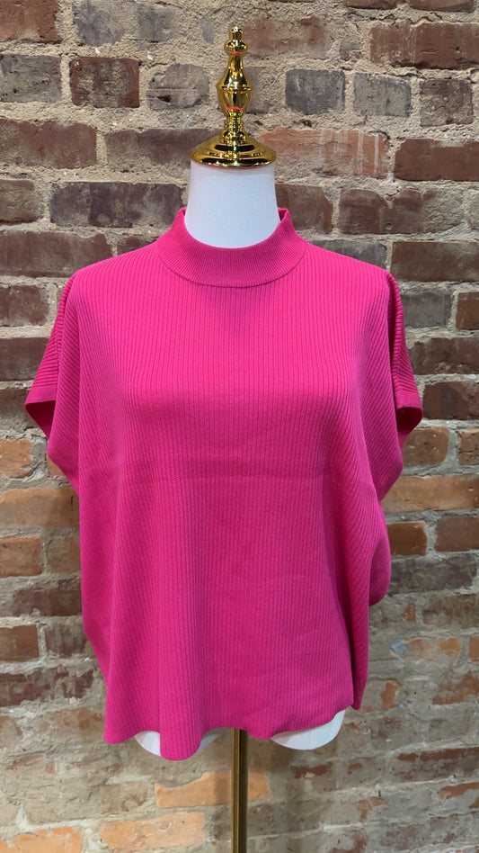 The Bailey Mock Neck Top, Hot Pink