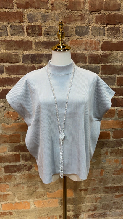 The Bailey Mock Neck Top, Light Grey