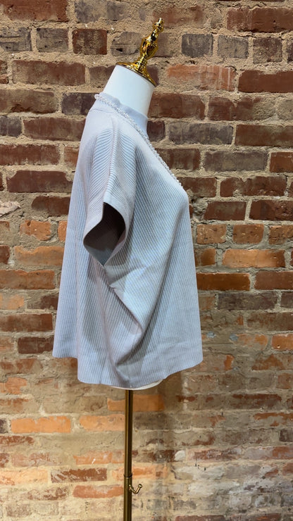 The Bailey Mock Neck Top, Light Grey